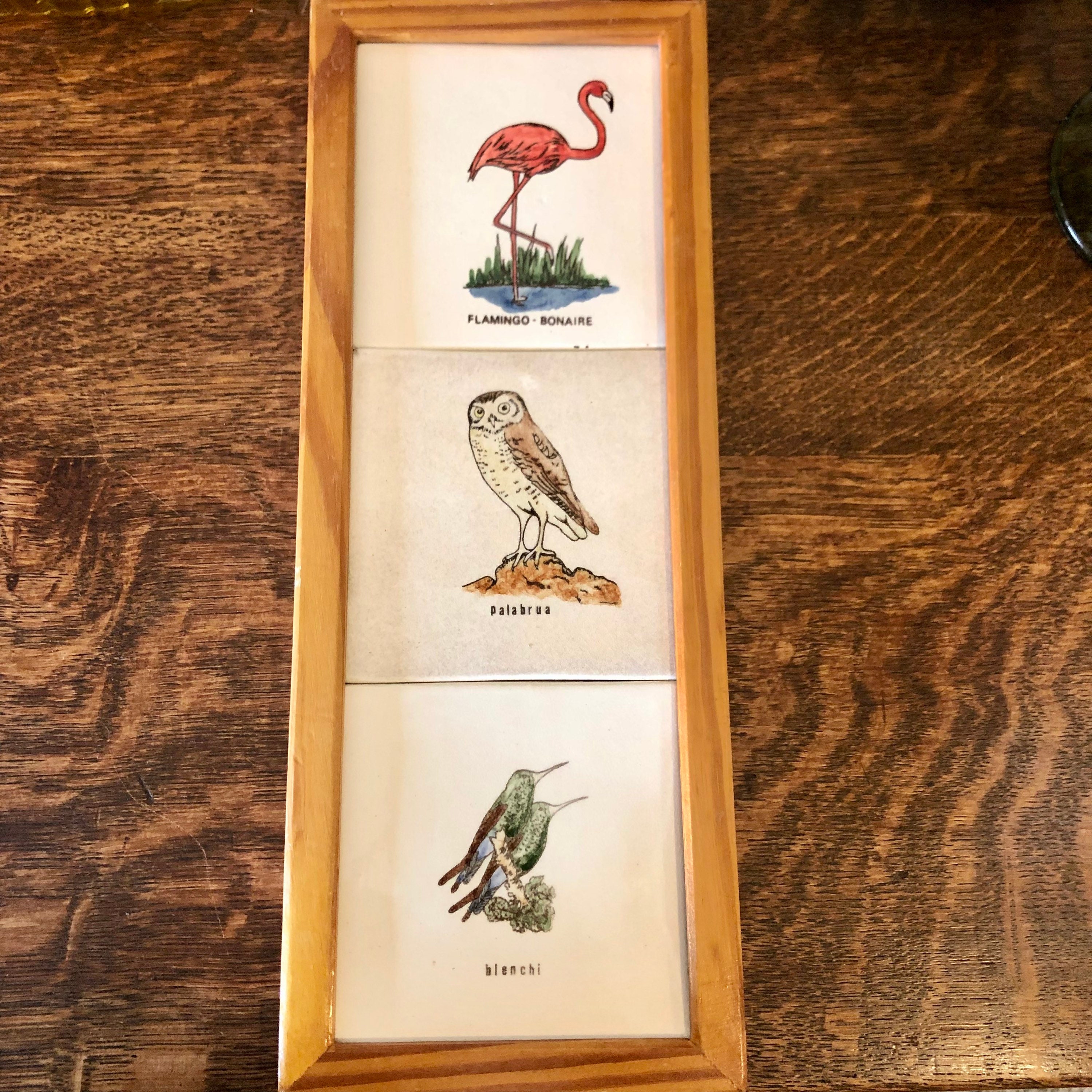 Vintage Framed Tiles Wall Decor Hanging Curaçao Bird Tiles Etsy