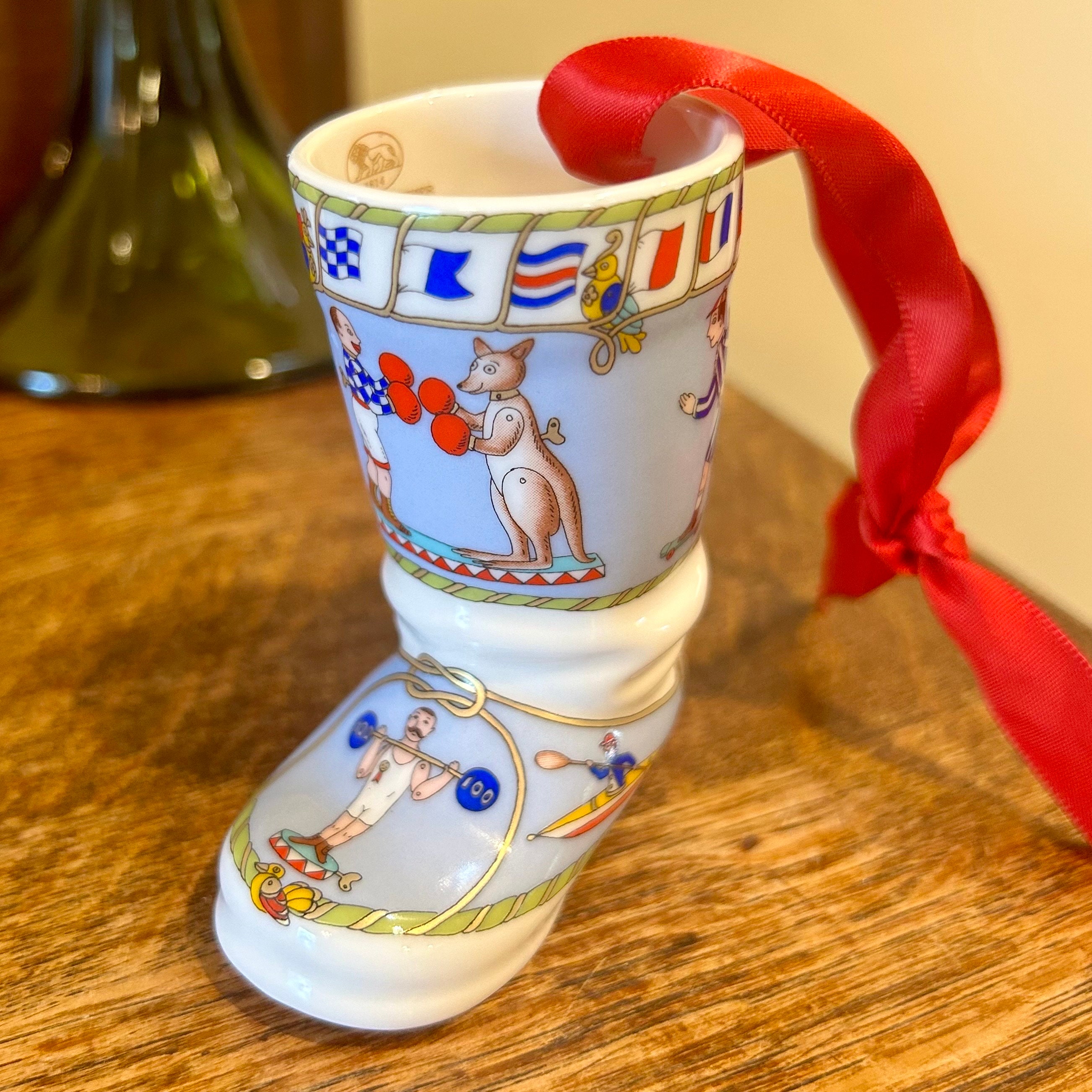 Hutschenreuther Weihnachtsschmuck Porzellan Stiefel Vintage 2001 Spielzeug Keramik Urlaub Dekor Strumpf Stuffer Geschenk Kranz Dekoration