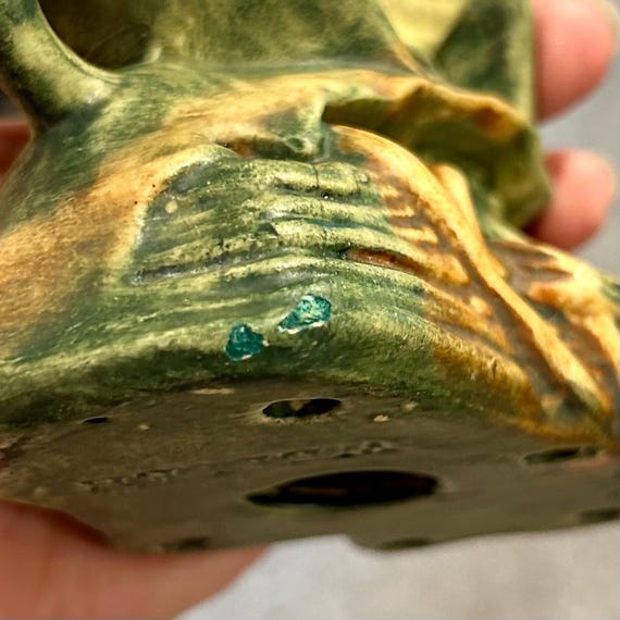 Antique Weller Pottery Flower Frog Muscota Frog With Lotus Blossom