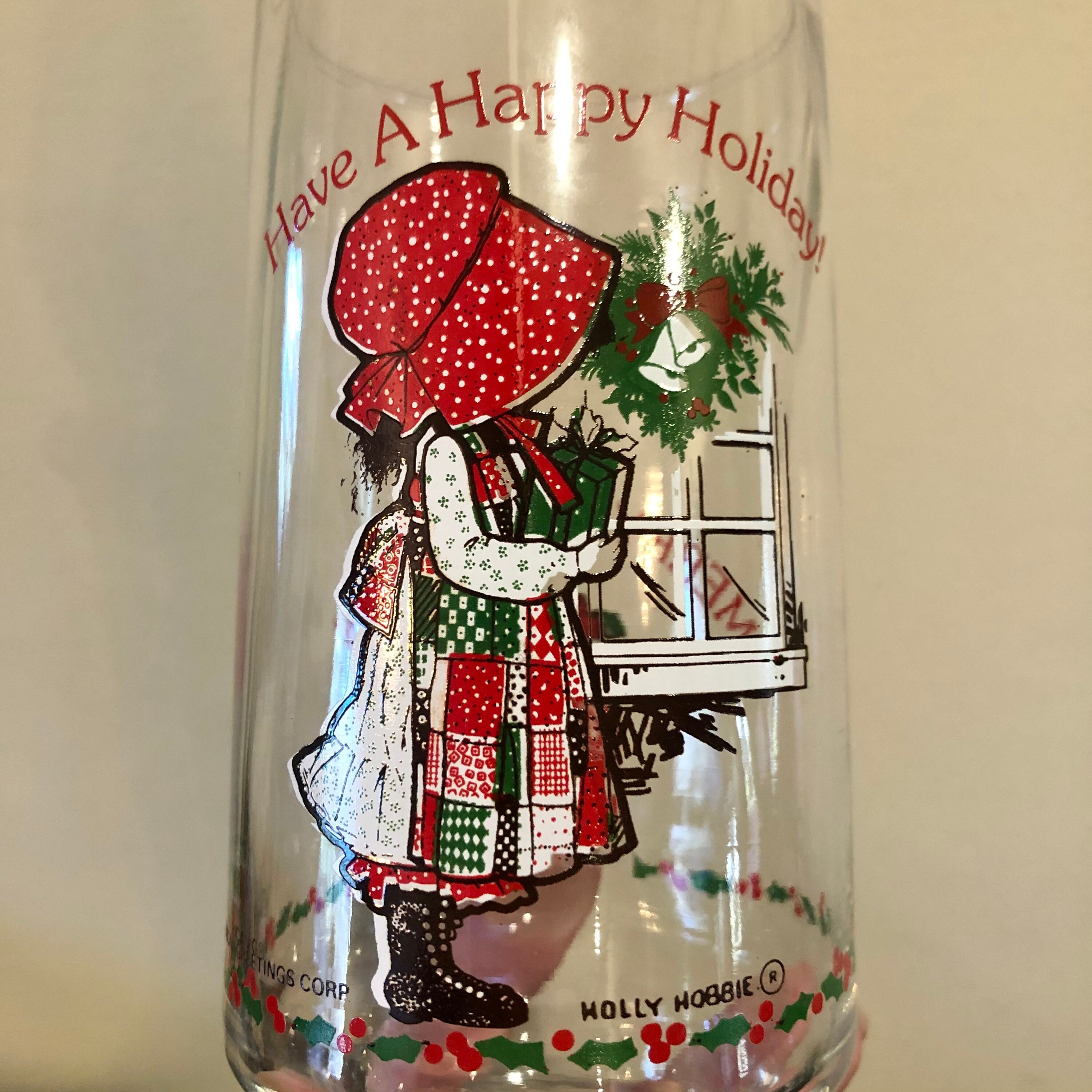 Vintage American Greetings Holly Hobbie Drinking Glass Choose From Fun is  Doubled / Time to Be Happy / Sunshine Starts in Happy Hearts 