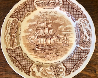 Friendship of Salem Plate: Alfred Meakin Staffordshire Nautical Decor