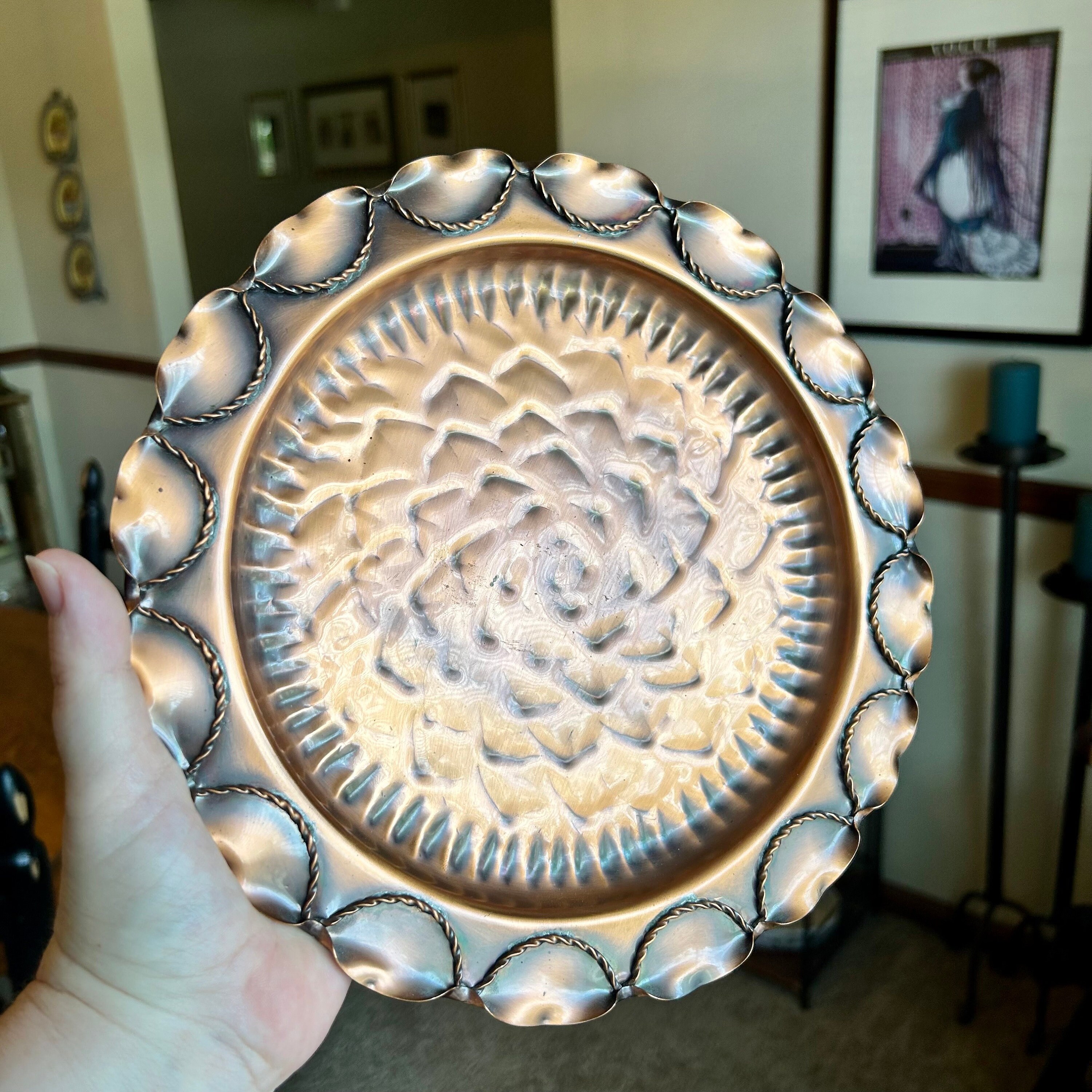 Gregorian Copper Platter Round Wall Hanging Solid Copper Plate