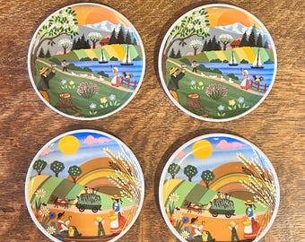 Your Choice Mini Plates Germany Seasons Series Barbara Furstenhofer Decorative Small Dish Folk Art