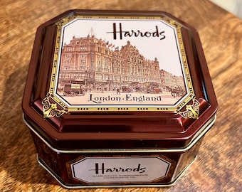 Harrods Small Lidded Tin Trinket Keepsake Box Vintage English Toffees Canister Organization England Snack Bar Ideas