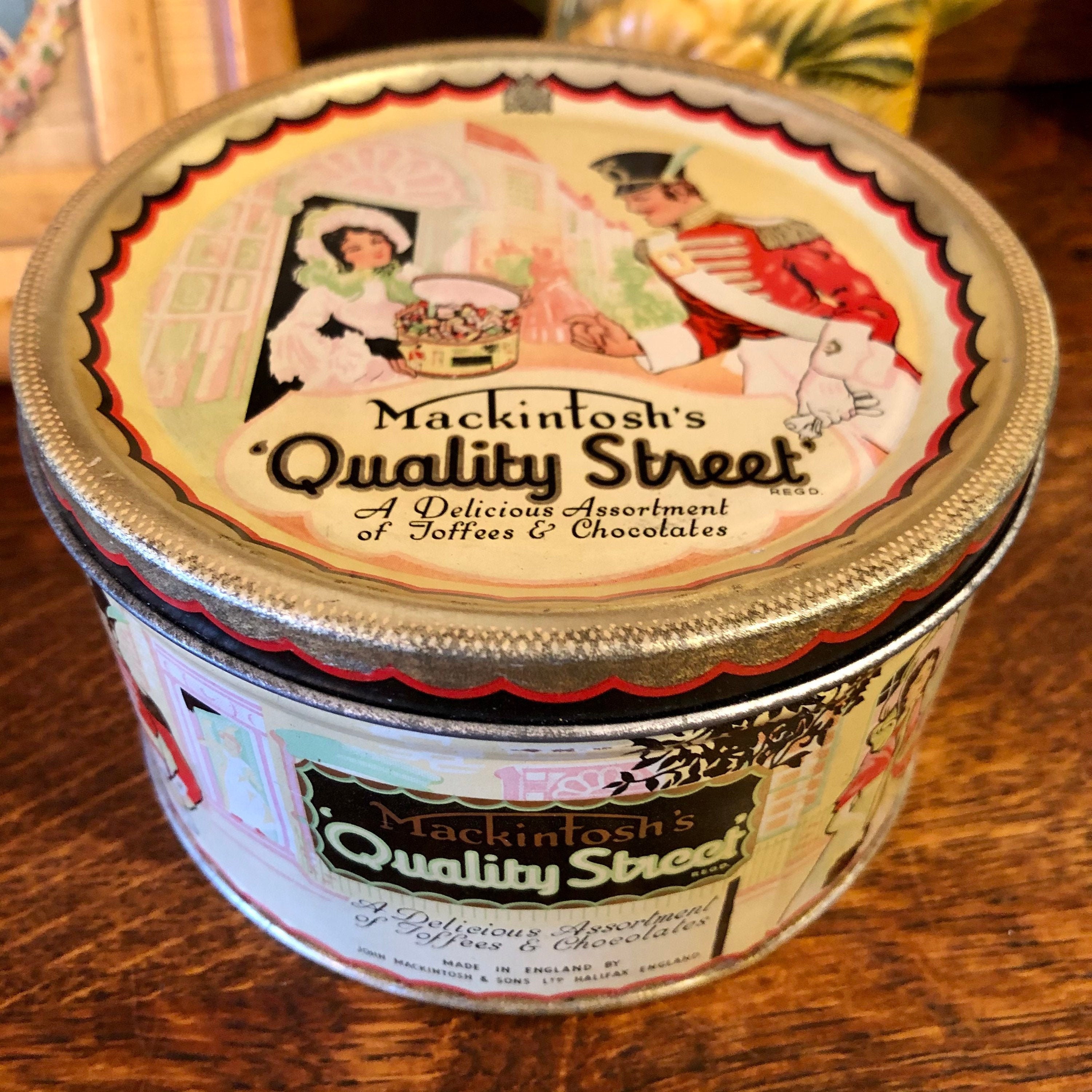 Darning Kit Vintage Quality Street Tin Filled With a Vintage Pink
