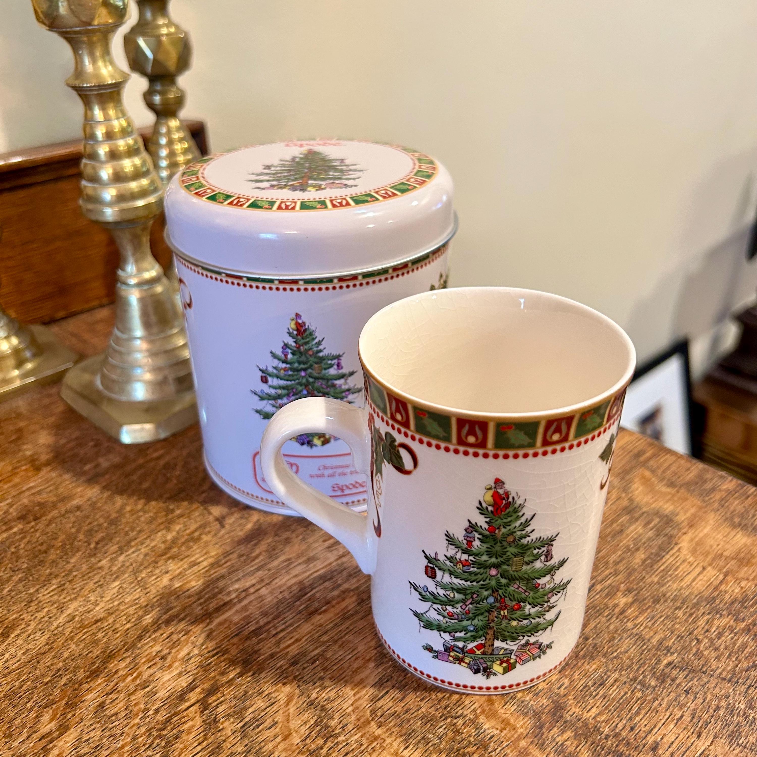 Vintage Spode Christmas Tree Cup and Tin: Holiday Sentiment Mug - Etsy