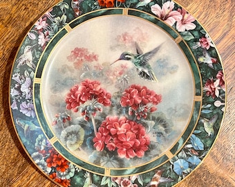 Lena Liu Hummingbird Plate: Bradford Exchange Fifth Issue, Floral Decor