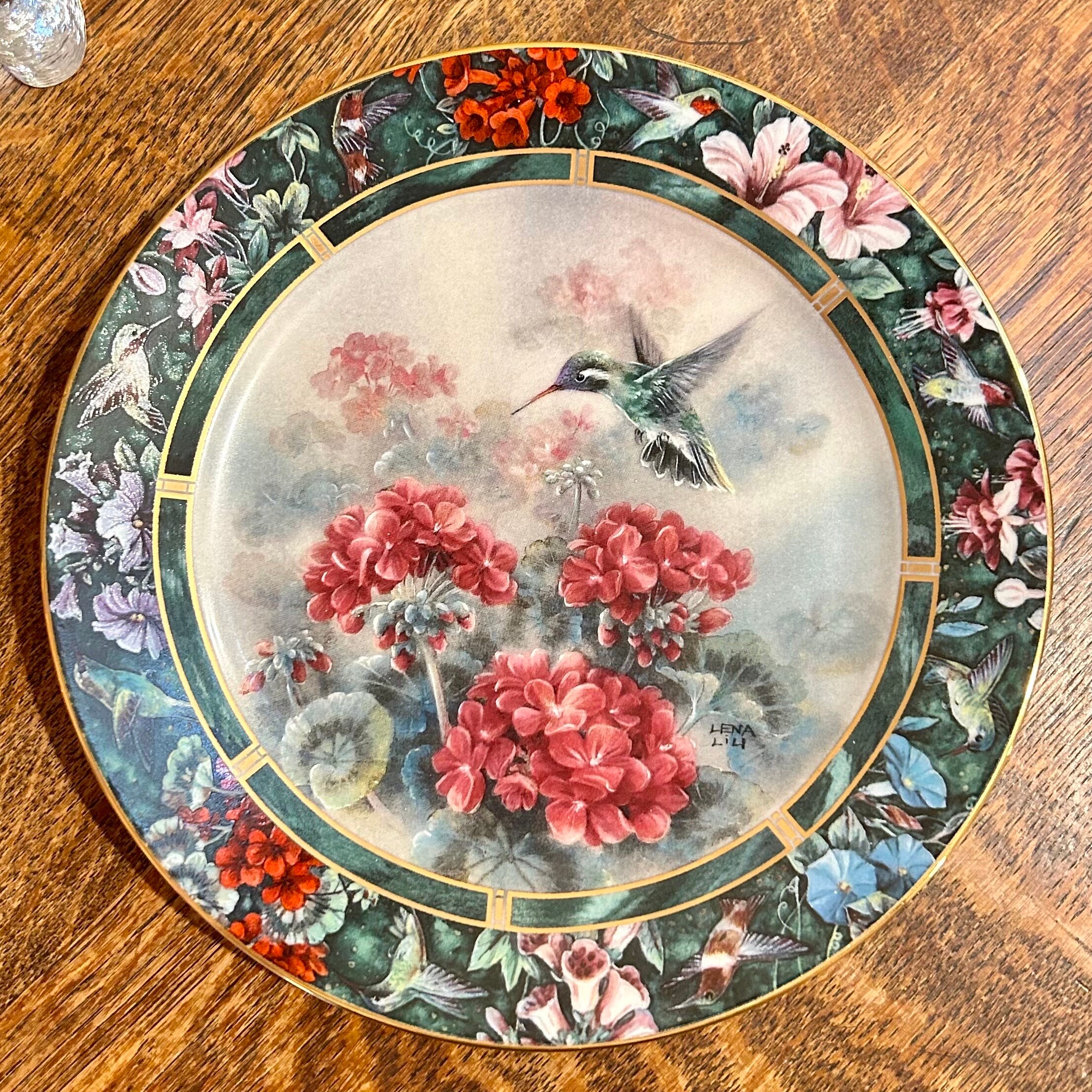Lena Liu Hummingbird Plate: Bradford Exchange Fifth Issue, Floral
