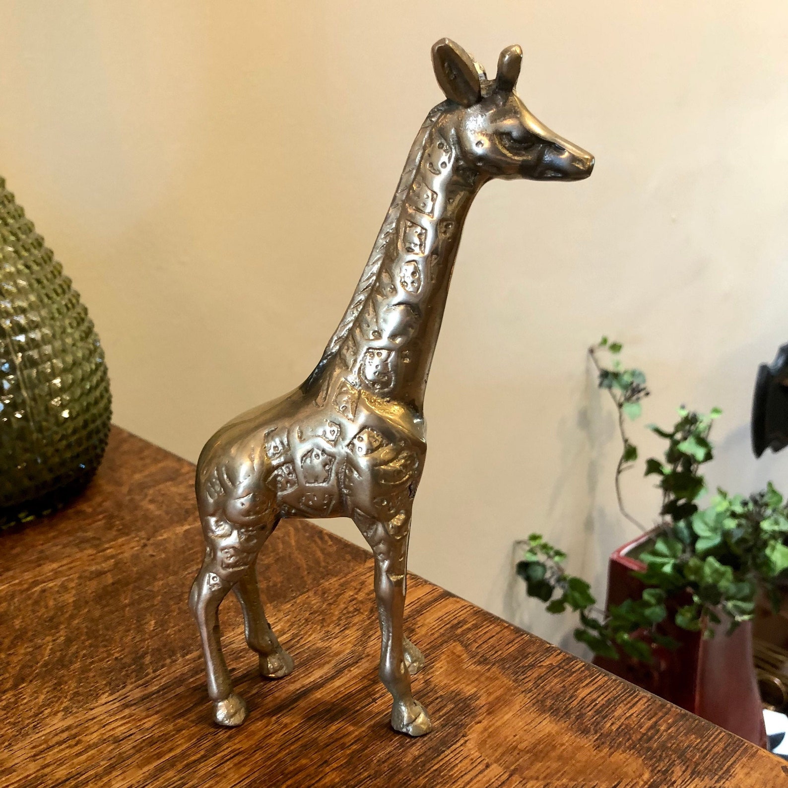 Vintage Brass Giraffe Statue Metalware Figure Animal Decor Etsy