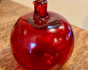 Vintage Red Blown Glass Apple: Teacher Gift, Desk Decor