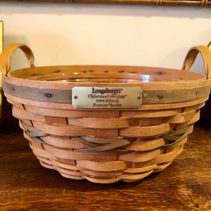 Longaberger Basket: Vintage 1999 Christmas Popcorn Holder plus Plaid Tote bild 2