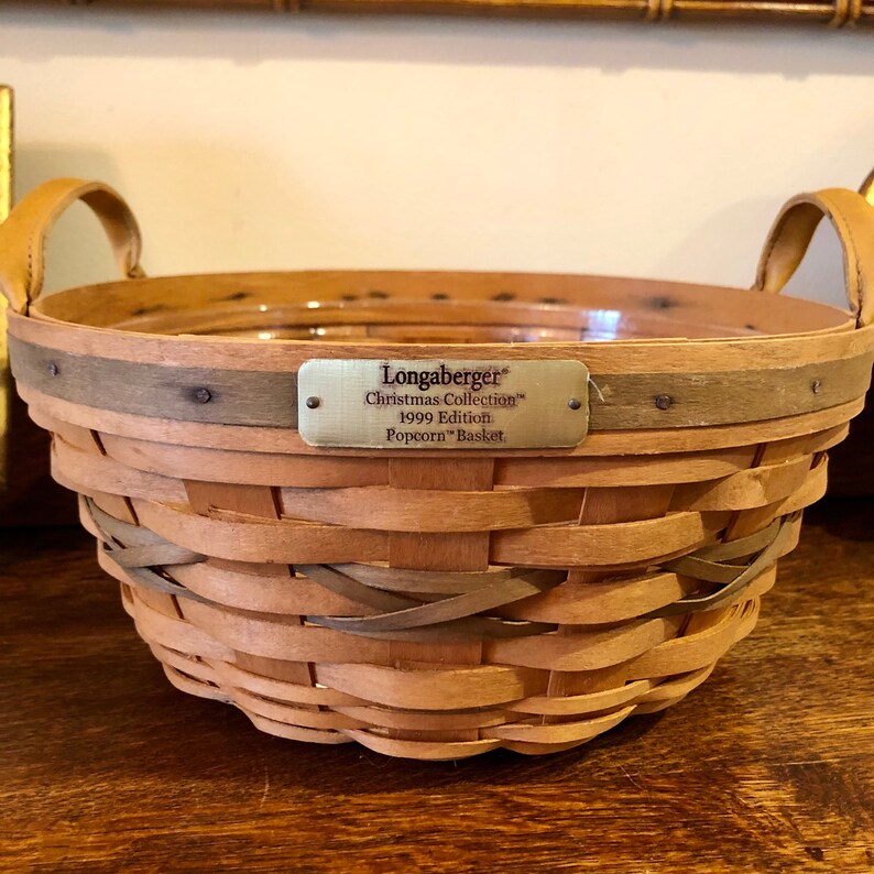 Longaberger Basket: Vintage 1999 Christmas Popcorn Holder plus Plaid Tote bild 2