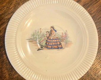 Soucoupe souvenir vintage en frêne : illustration La Mode des années 40