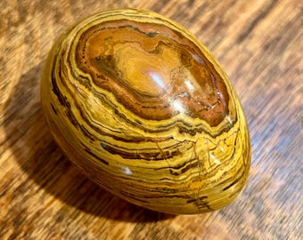 Polished Stone Banded Brown Egg Natural Stone Vintage Rock Collector