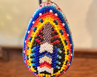 Beaded Egg Ornament Huichol Bead Mexican Folk Art Hanging Holiday Decor
