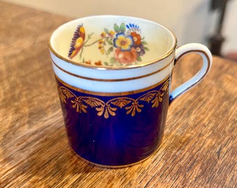Aynsley Cobalt Demitasse Cup: Vintage Fine Bone China, 1930s