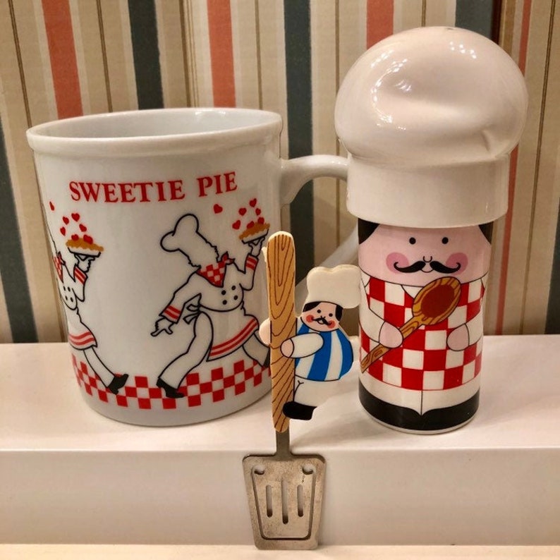Chef Kitchen Decor Nicky Kohler Coffee Cup Mug And Andre Salt Pepper Plus Magnet Vintage 1980 S