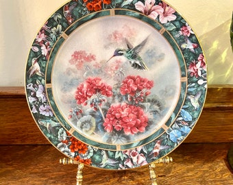 Lena Liu Hummingbird Plate: Bradford Exchange Fifth Issue, Floral