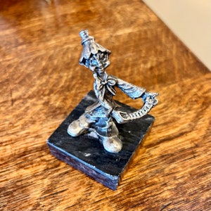 Pewter Circus Clown Figurine Peltro Italy Playing the Accordion on a Marble Base Vintage Decor