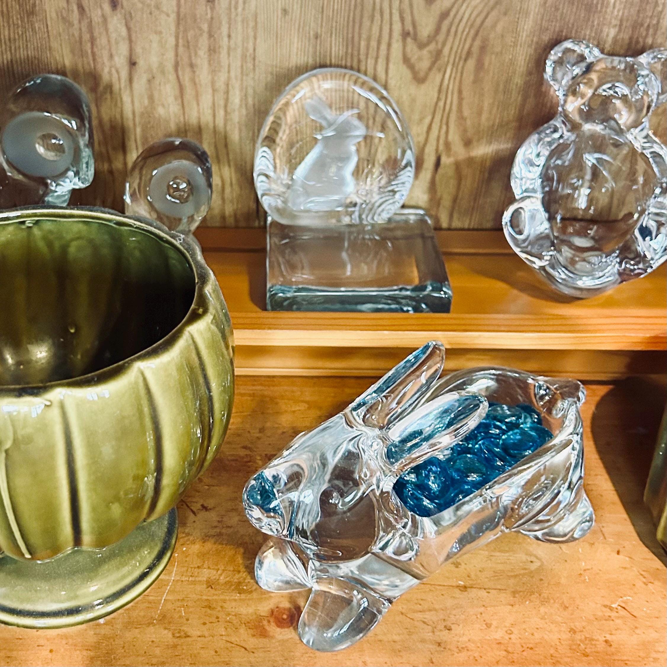 Vintage Vannes France Crystal Bear Bowl: Mid-century Art Glass
