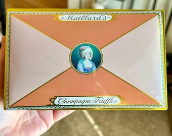 Maillard's Champagne Truffles Tin: Hinged Lid Keepsake Box