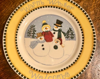 Snowman Family Plate: Jackie Ehman Carriage House Designs Holiday Decor