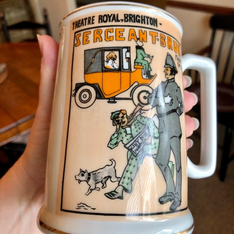 Vintage Beer Stein Mug Royal Brighton Theatre Poster Sergeant Brue Barware Serving Bar Decor Snack Bar Ideas image 7