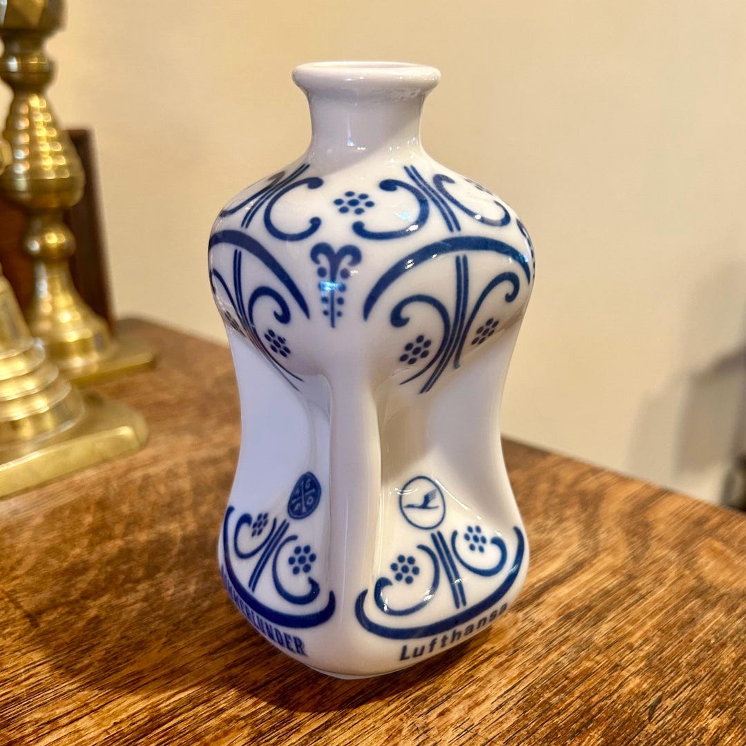 Liquor Bottle Lufthansa Bommerlunder Small Ceramic Bavaria Empty