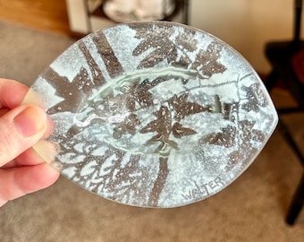 Fused Art Glass Edwin Walter Signed Mid-Century Master Craftsman Table Accent Decor Vintage 1960's