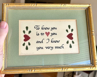 Vintage Bamboo Style Gold Painted Framed Calligraphy Poem Valentine Decor Wall Hanging Romantic Love