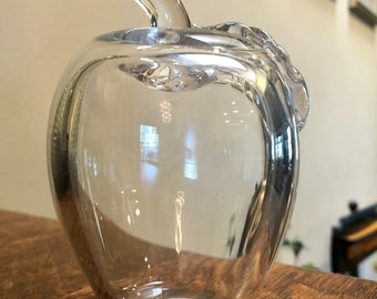 Glass Apple Paperweight: Teacher Gift Vintage Blown Office Desk Decor Back to School