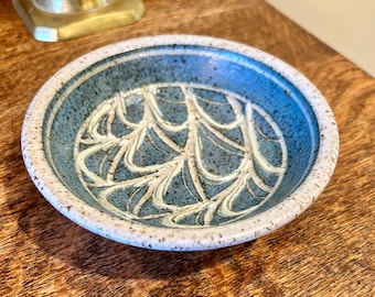 Studio Art Pottery Bowl Speckled Stoneware Textured Dish Decor Signed by Artist