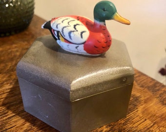 Vintage Duck Trinket Box: Hong Kong Plastic Hexagon Keepsake