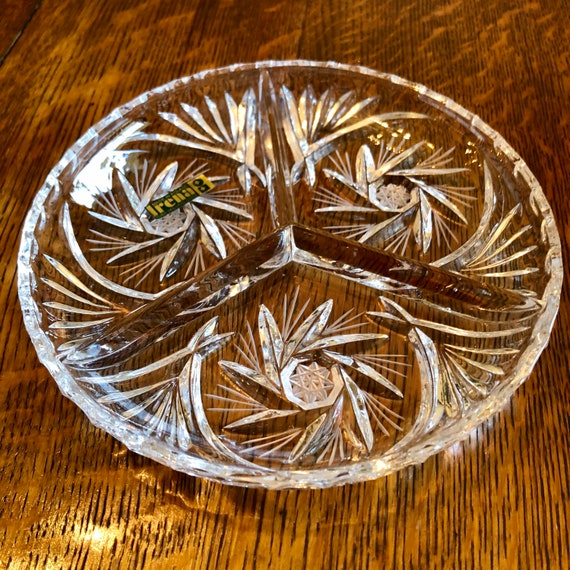 オールドIrena クリスタルガラス ハンドメイド Vintage Irena Poland Crystal Divided Dish, 24% Lead Crystal - Etsy