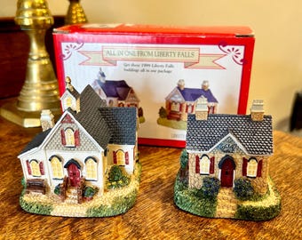 Liberty Falls Americana Christmas Village: Church and Social Hall, 1999