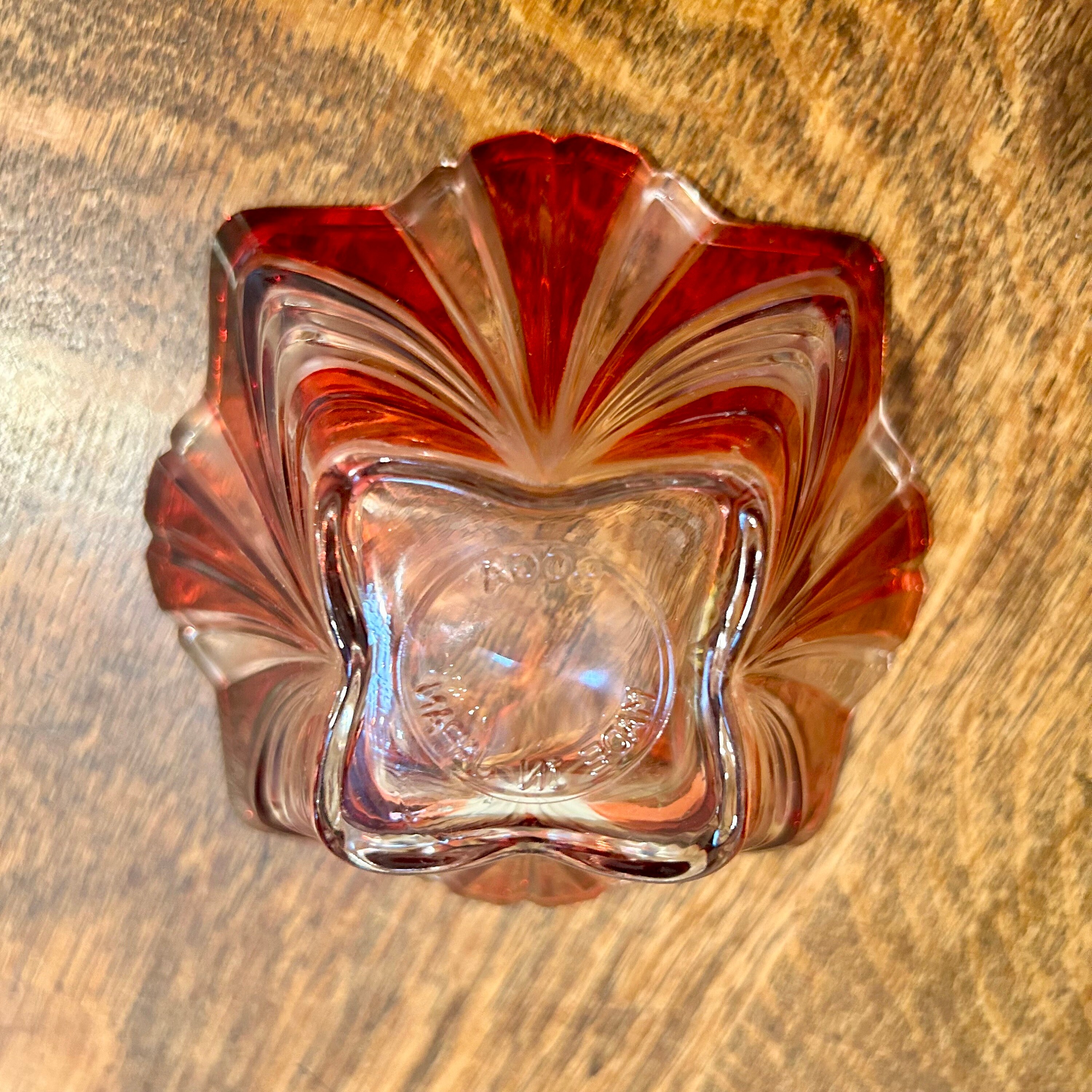 Pressed Glass Square Bowl SOGA Japan Clear and Red Table Decor - Etsy