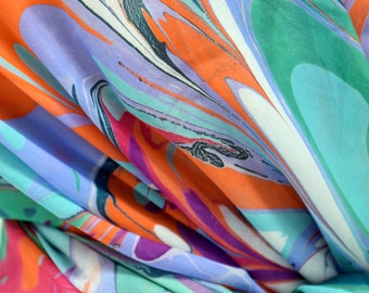 Hand Marbled silk scarf big size