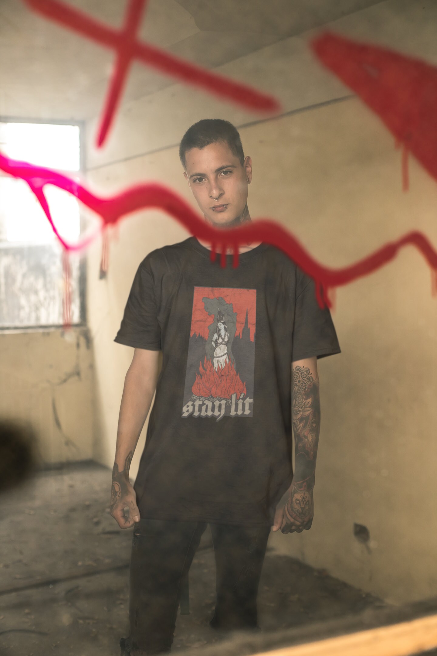 Occult Stay Lit Satan Devil Hell Unholy Antichrist Witch Langarmshirt Occult Stay Lit Satan Devil Hell Unholy Antichrist Witch Langarmshirt