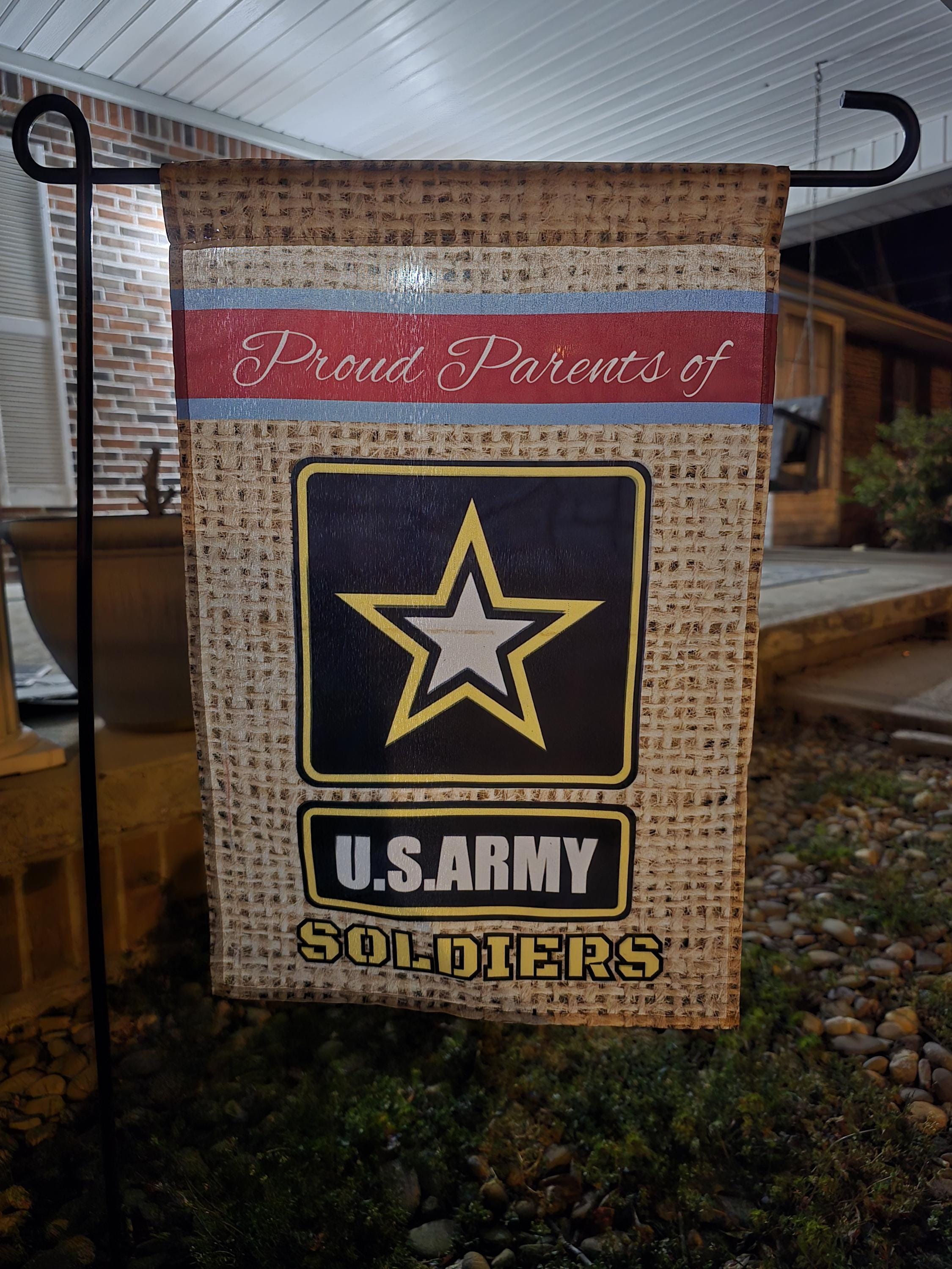 Proud Parent of a U.S. Army Soldier Yard Flag – Military Family Garden Decor – Patriotic Support Sign