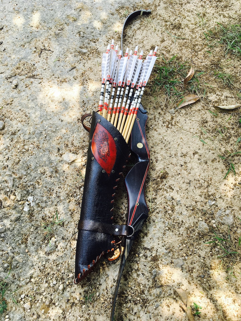 Black Leather Quiver Custom Handmade Traditional Archery Etsy