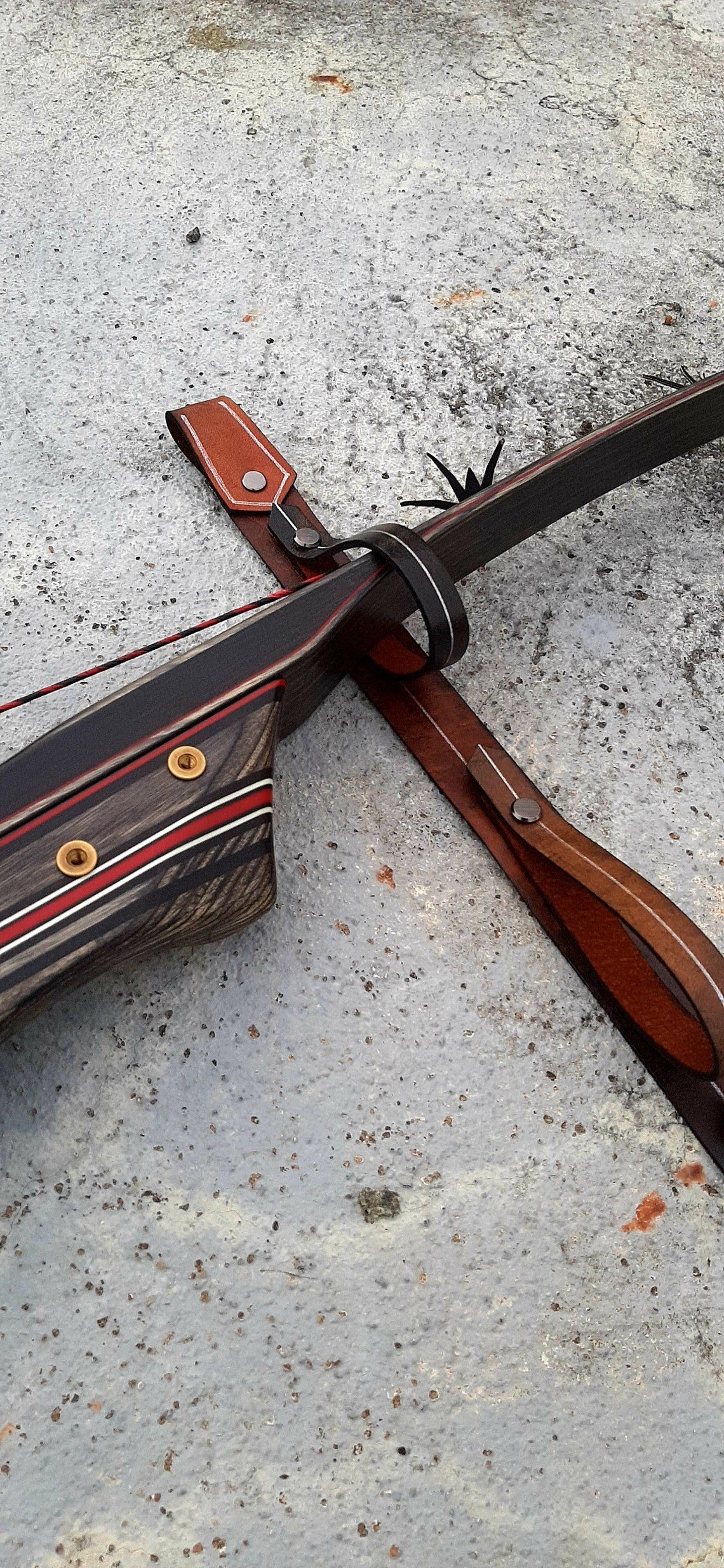 3 BOWS Leather Bow Holder Rack Custom Hand made for bows up to Etsy