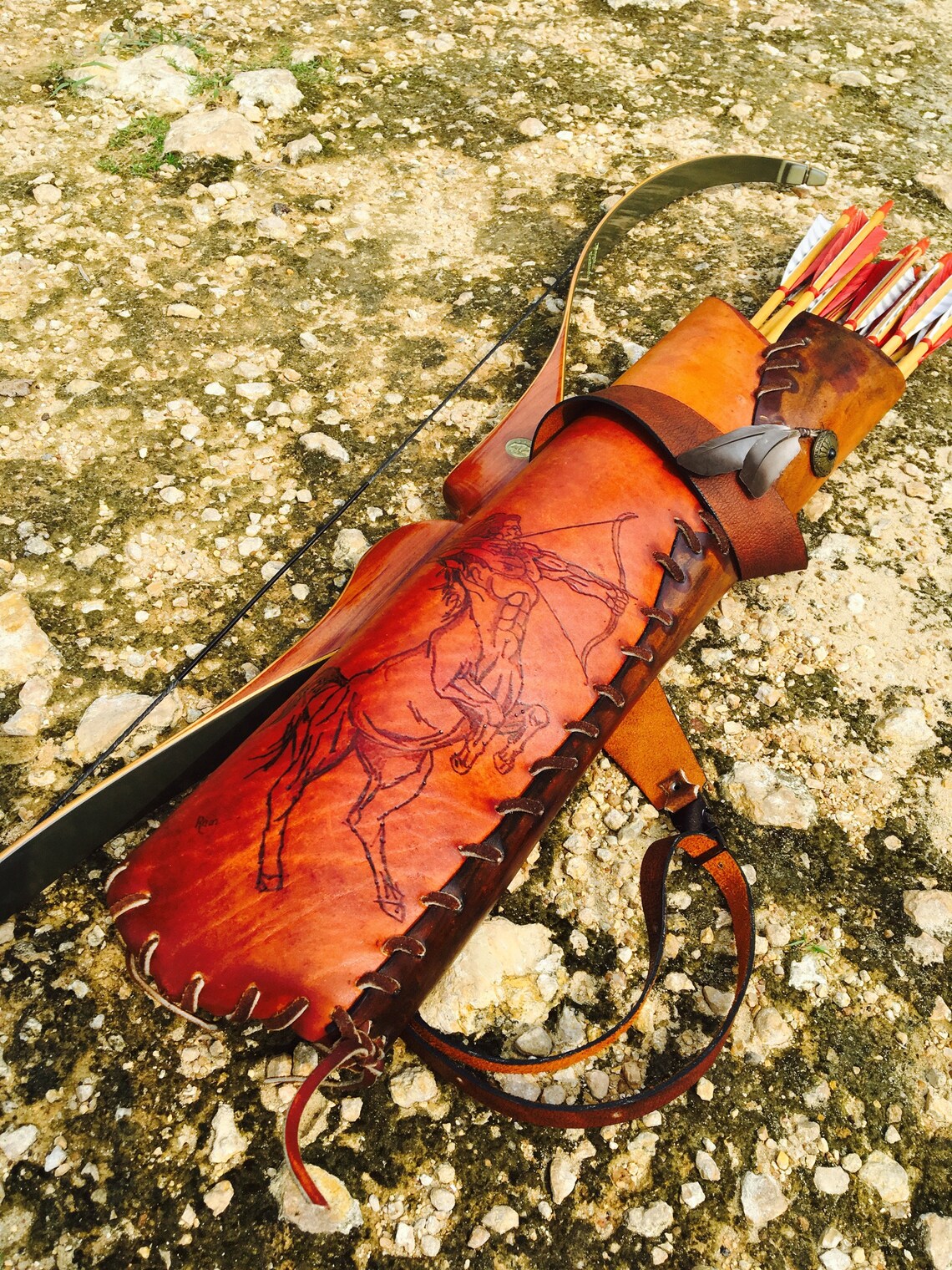 Custom Handmade Leather Back Quiver Traditional Archery Carved Etsy