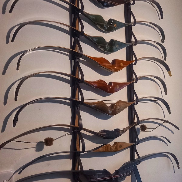BOW RACK  Leather Bow Holder Rack Custom Hand made for bows up to 8 Cow leather Easily movable and Less storage