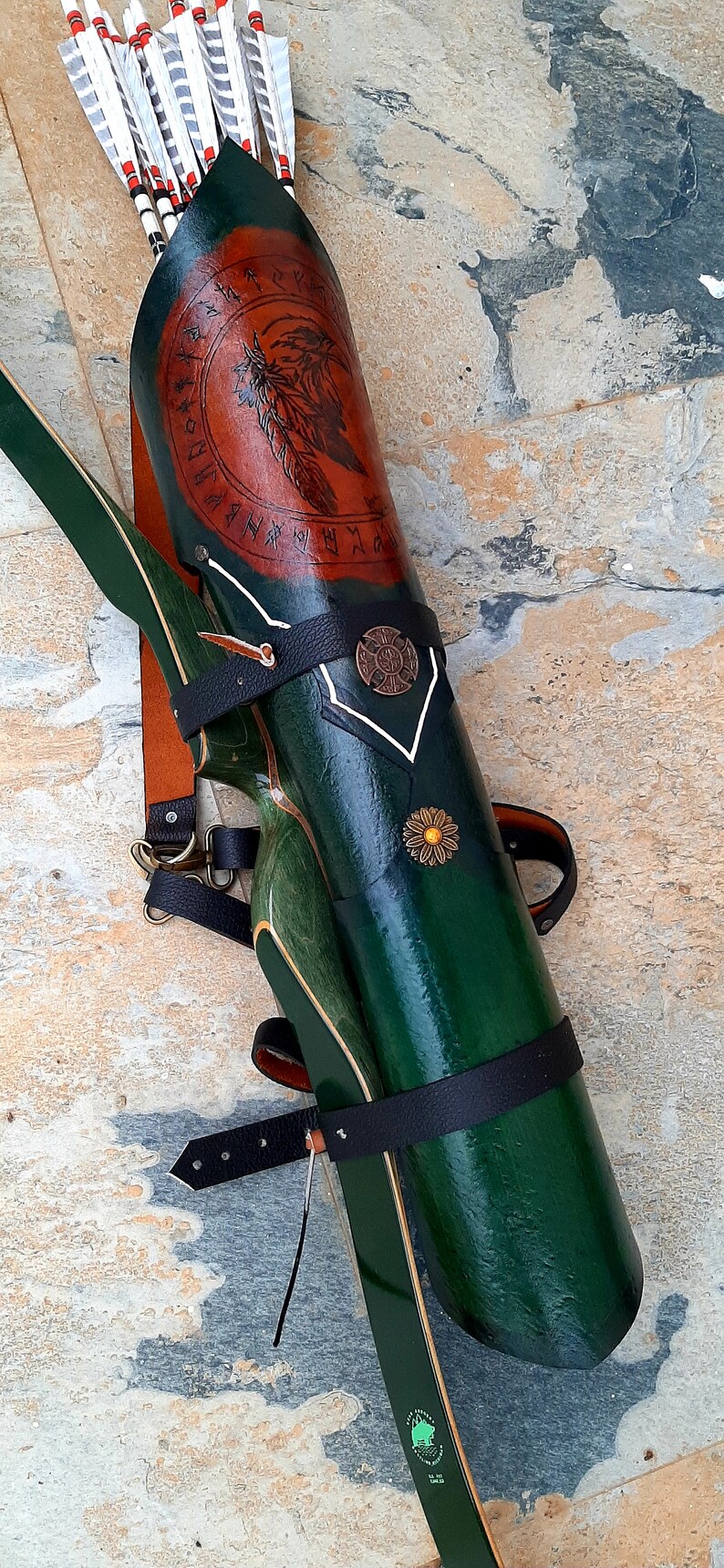 Custom Green Quiver Back Traditional Archery Hawk Custom Etsy