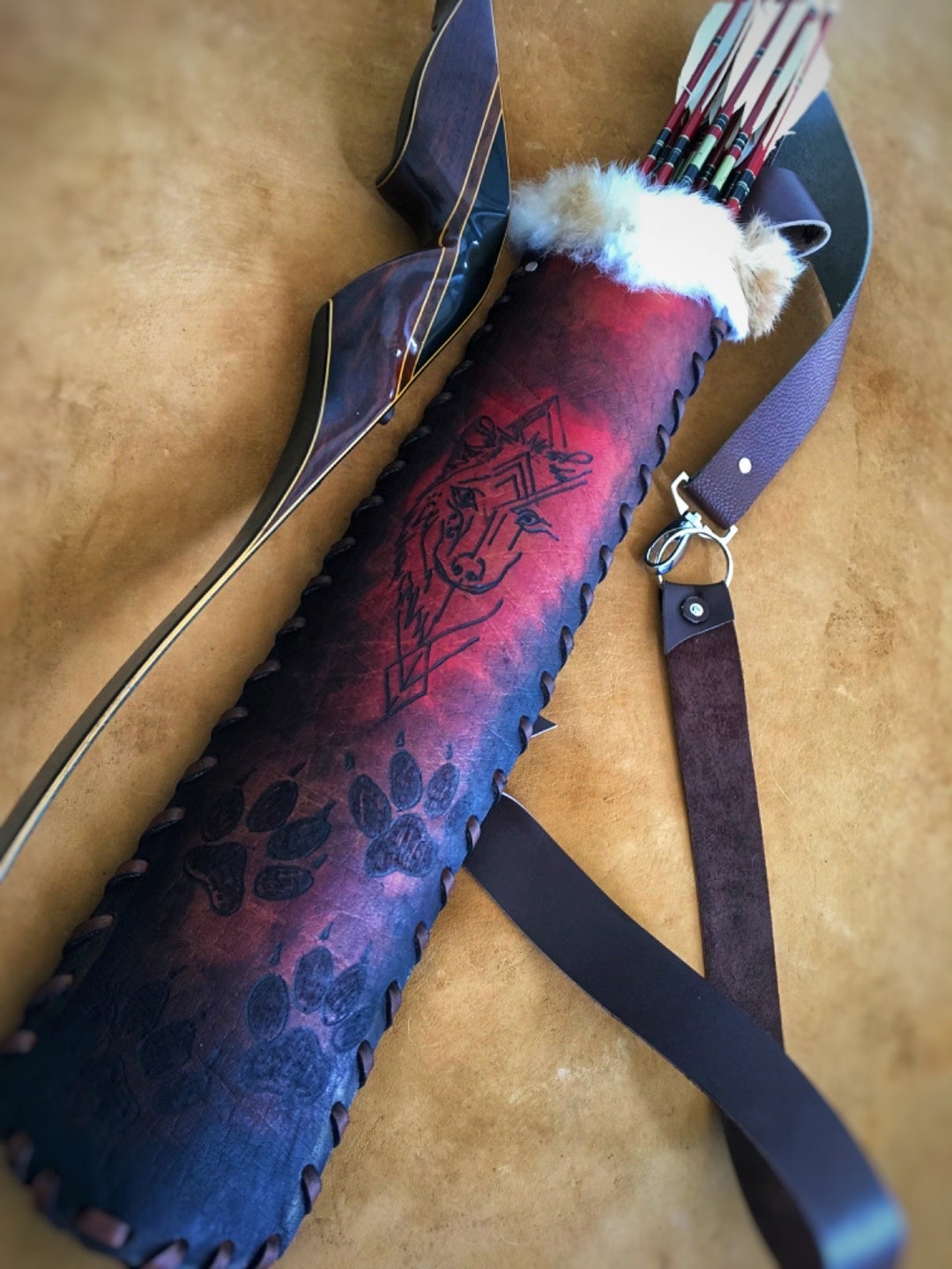 Horse Back Mounted Archery Back Quiver Custom Made Full Grain Leather