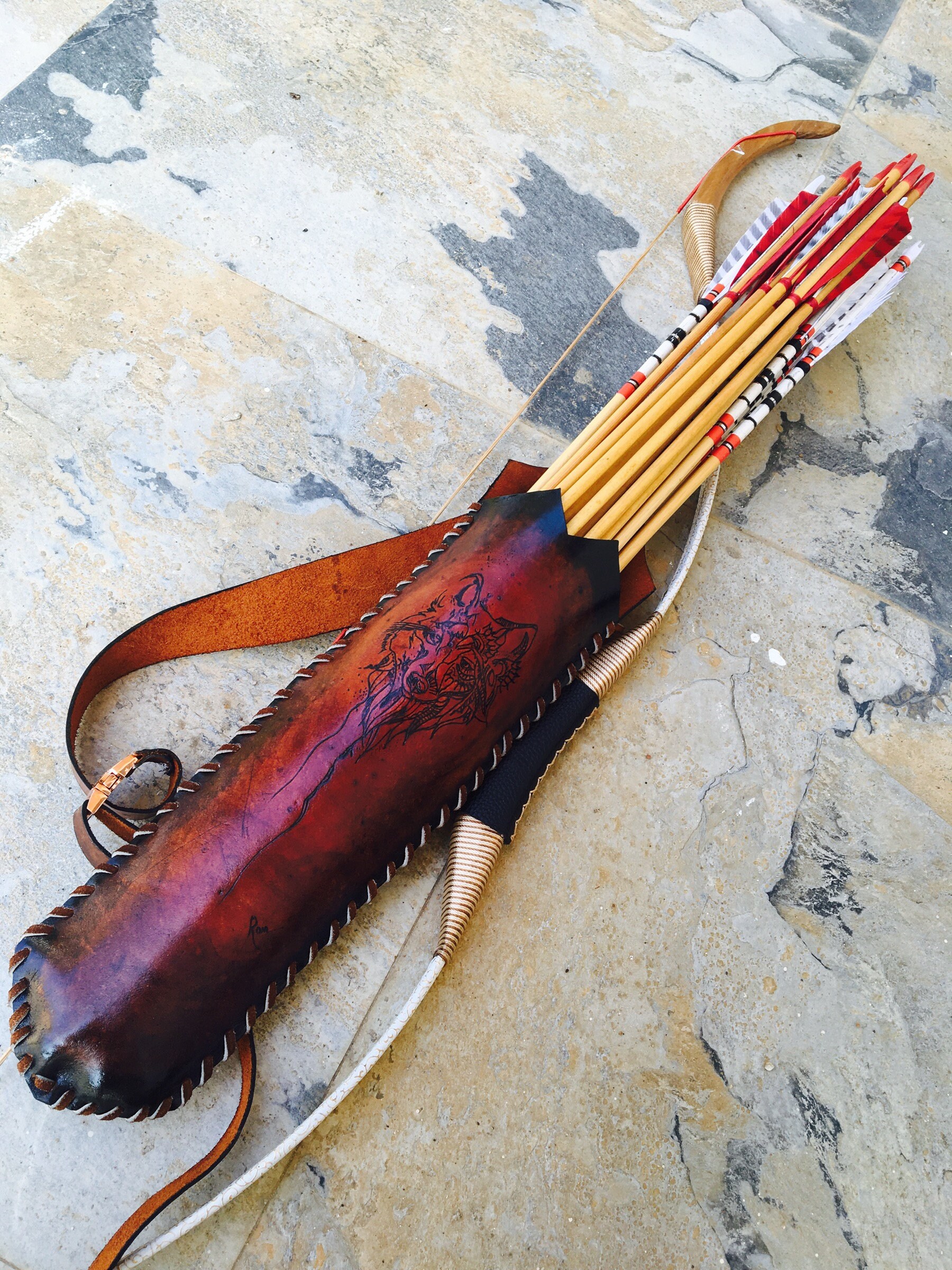 Mounted Archery Horse Back Back Quiver Hip Quiver Pyrography Etsy