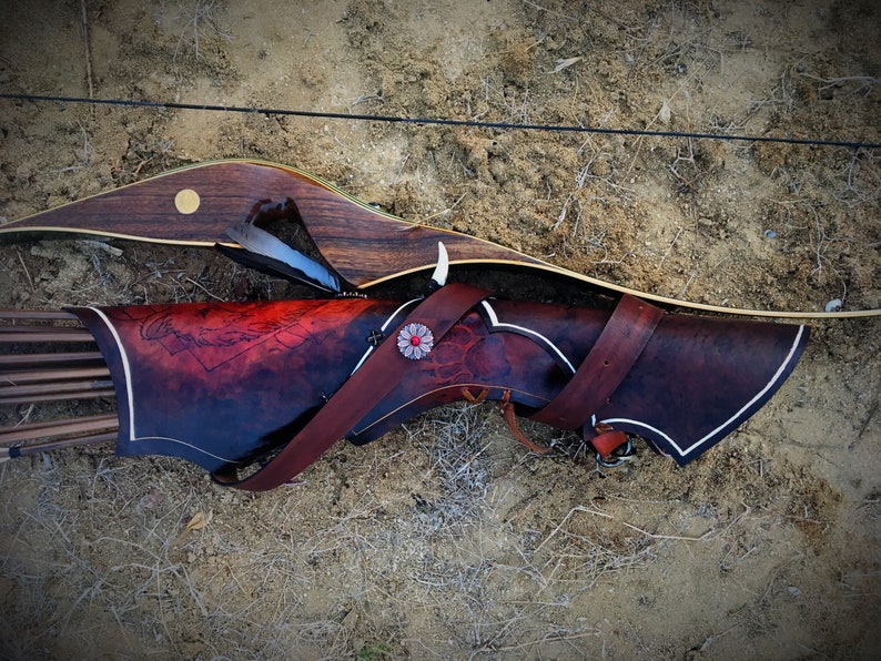 Custom handmade leather back quiver traditional archery carved Etsy