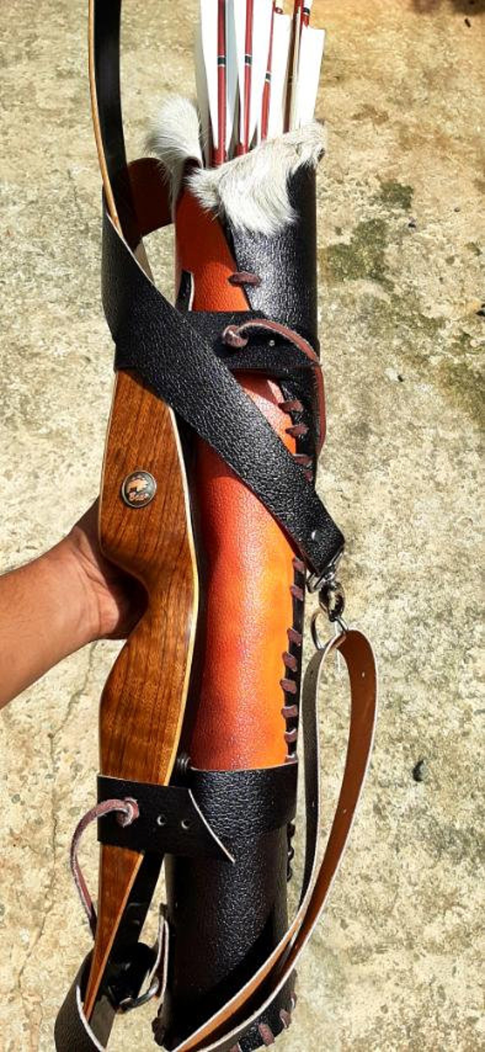 Back Quiver Traditional Archery Cow Leather With Bow Holder Etsy