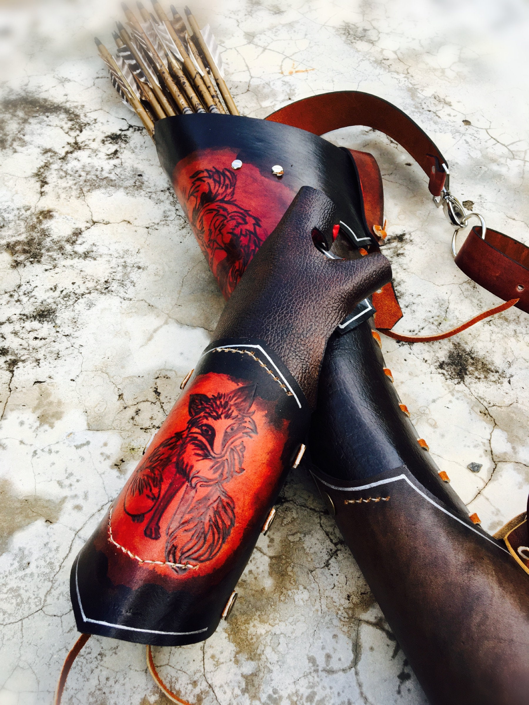 Archery Shooting Glove Fox Pyrography AmGuard for HorseBow Etsy