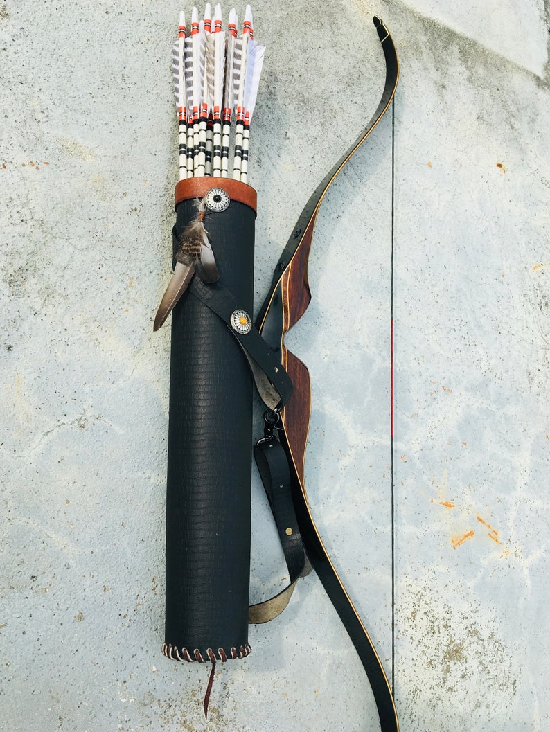 Custom Handmade Leather Back Quiver Traditional Archery Carved Etsy